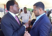Kalonzo and Hassan Omar in a heated exchange during bipartisan talks