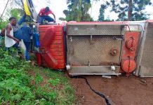 Machakos: Driver escapes after crashing county fire engine