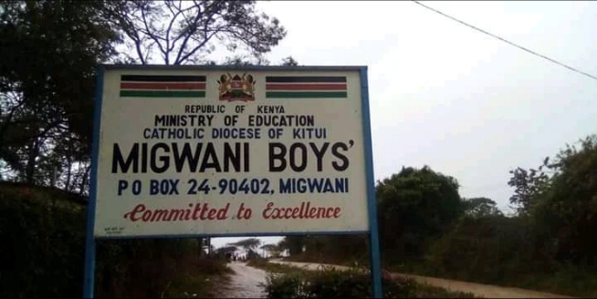 A past photo of Migwani Boys signage. (Photo - Courtesy)