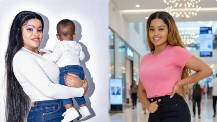 A photo collage of popular Ukambani content creator Nana Kenya Nguu ya Nguu and her son (Photo: Courtesy)